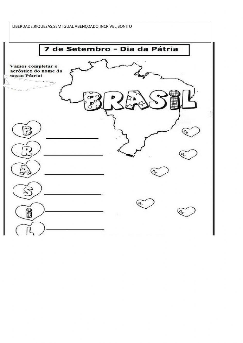 ACRÓSTICO COM A PALAVRA BRASIL online exercise for