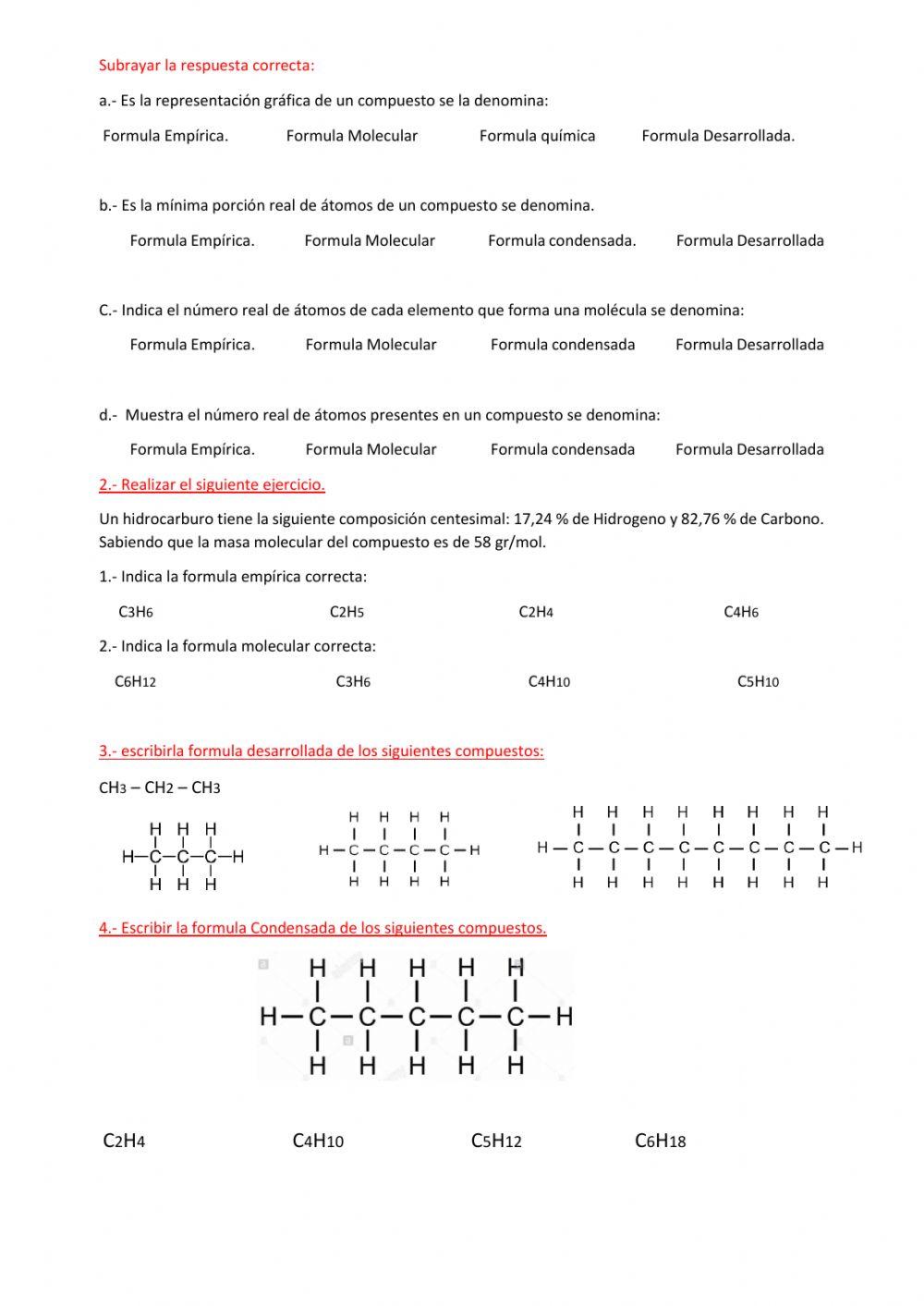 Clases de formulas quimicas