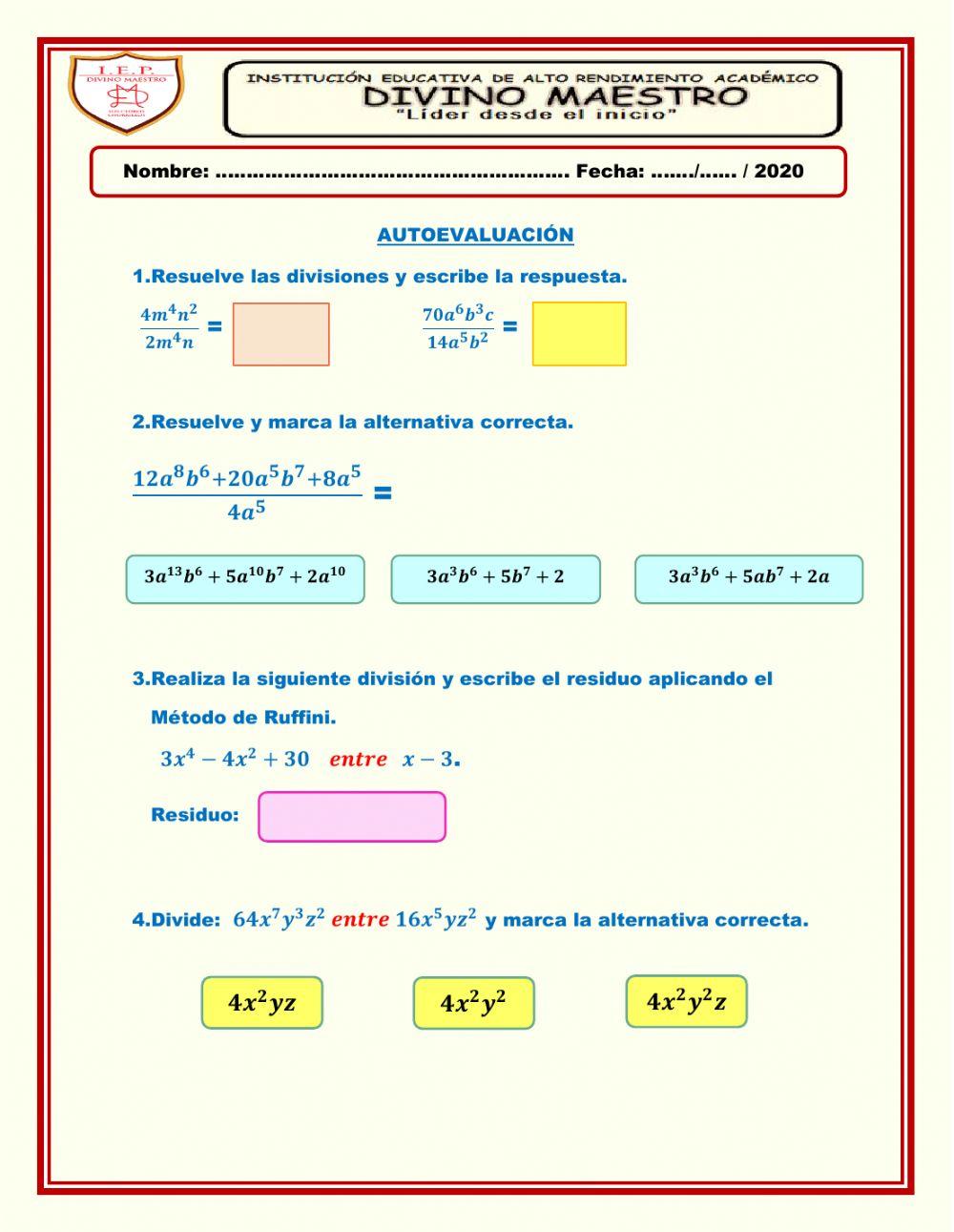 División algebraica. División algebraica.