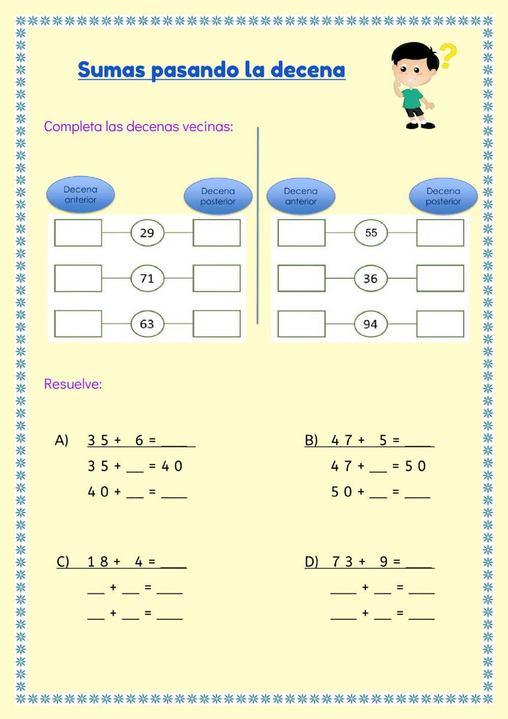 Sumas pasando la decena