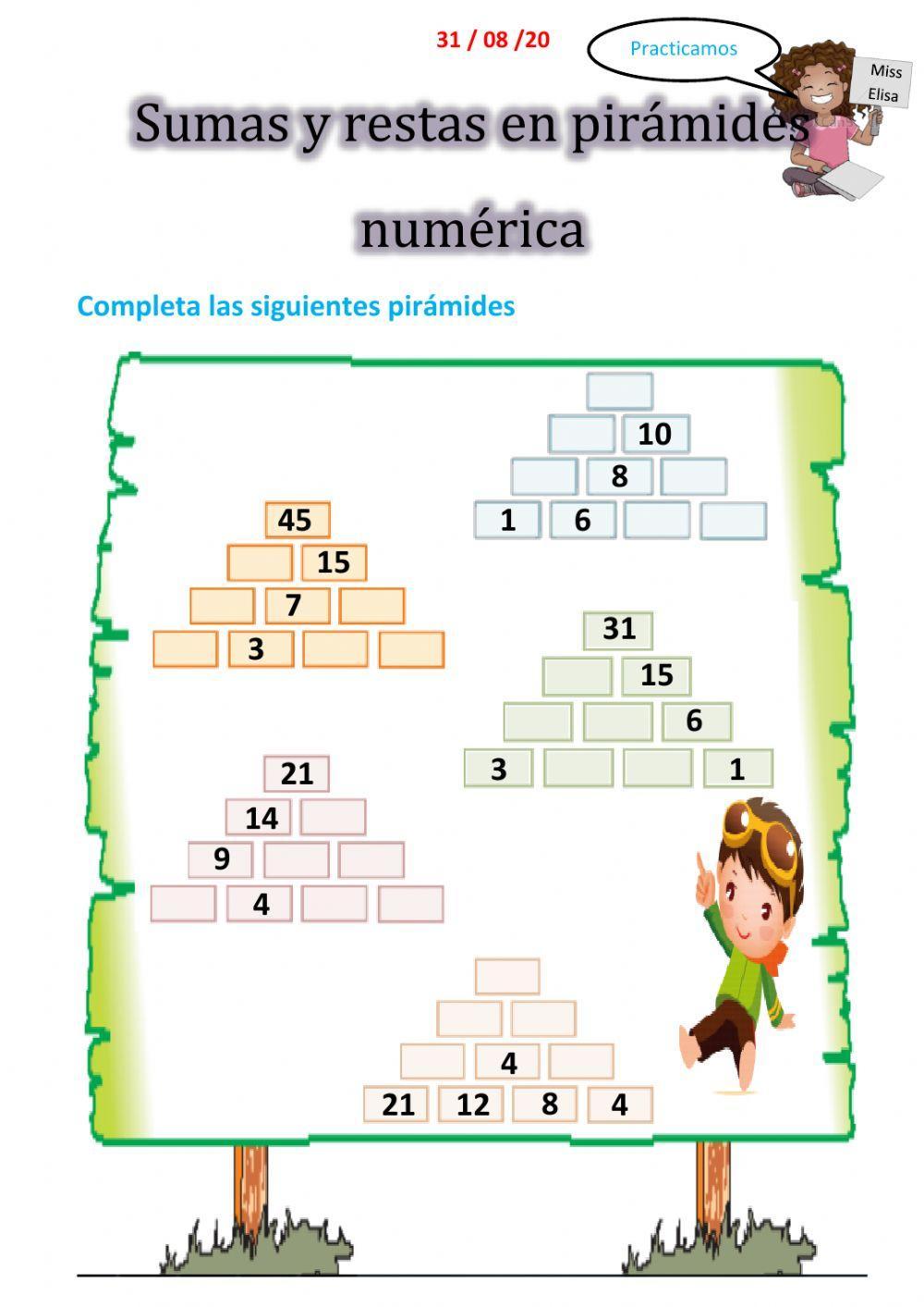 Pirámides numéricas de sumas y restas