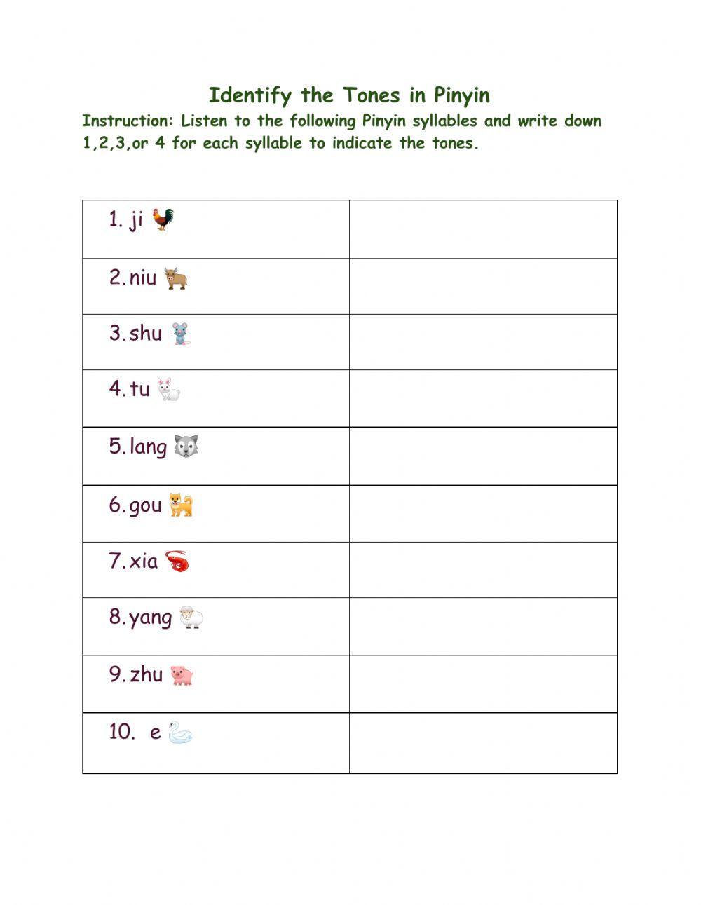 Identify the Tones with Single Syllable