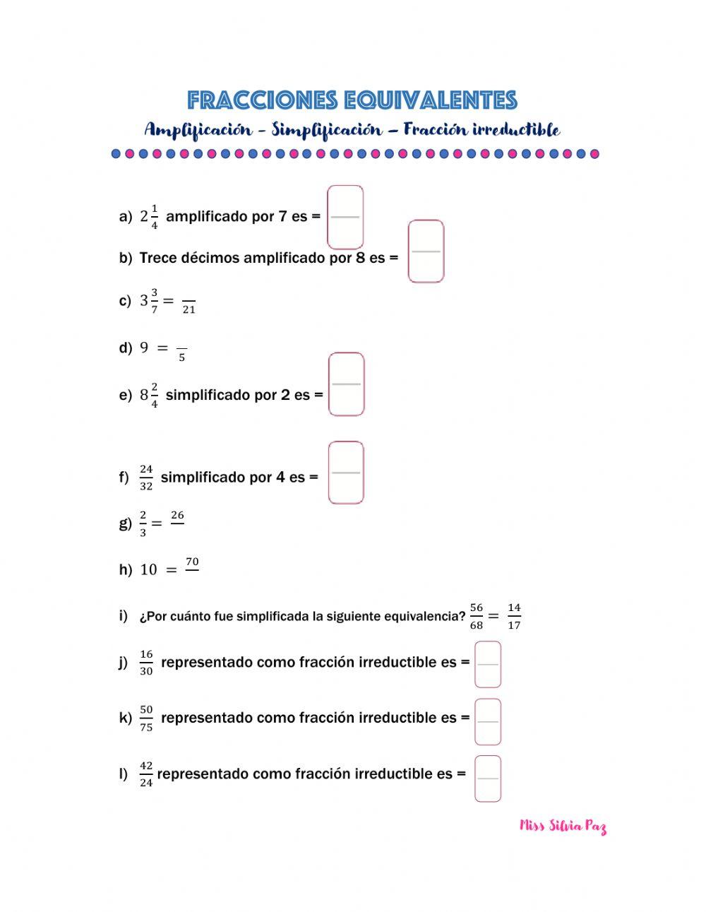 Fracciones equivalentes