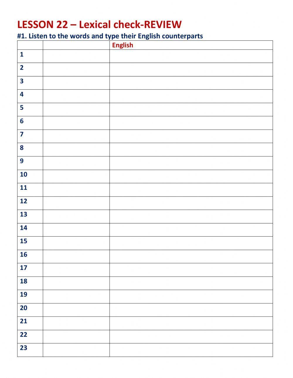 L.22 lexical review L.22 lexical review
