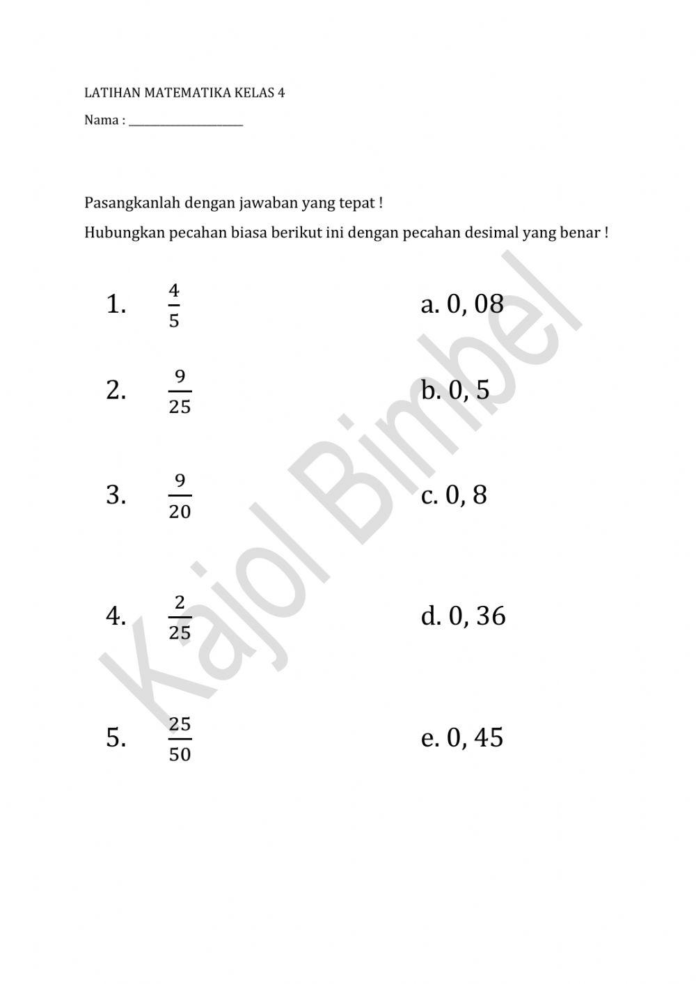 Pecahan dan taksiran