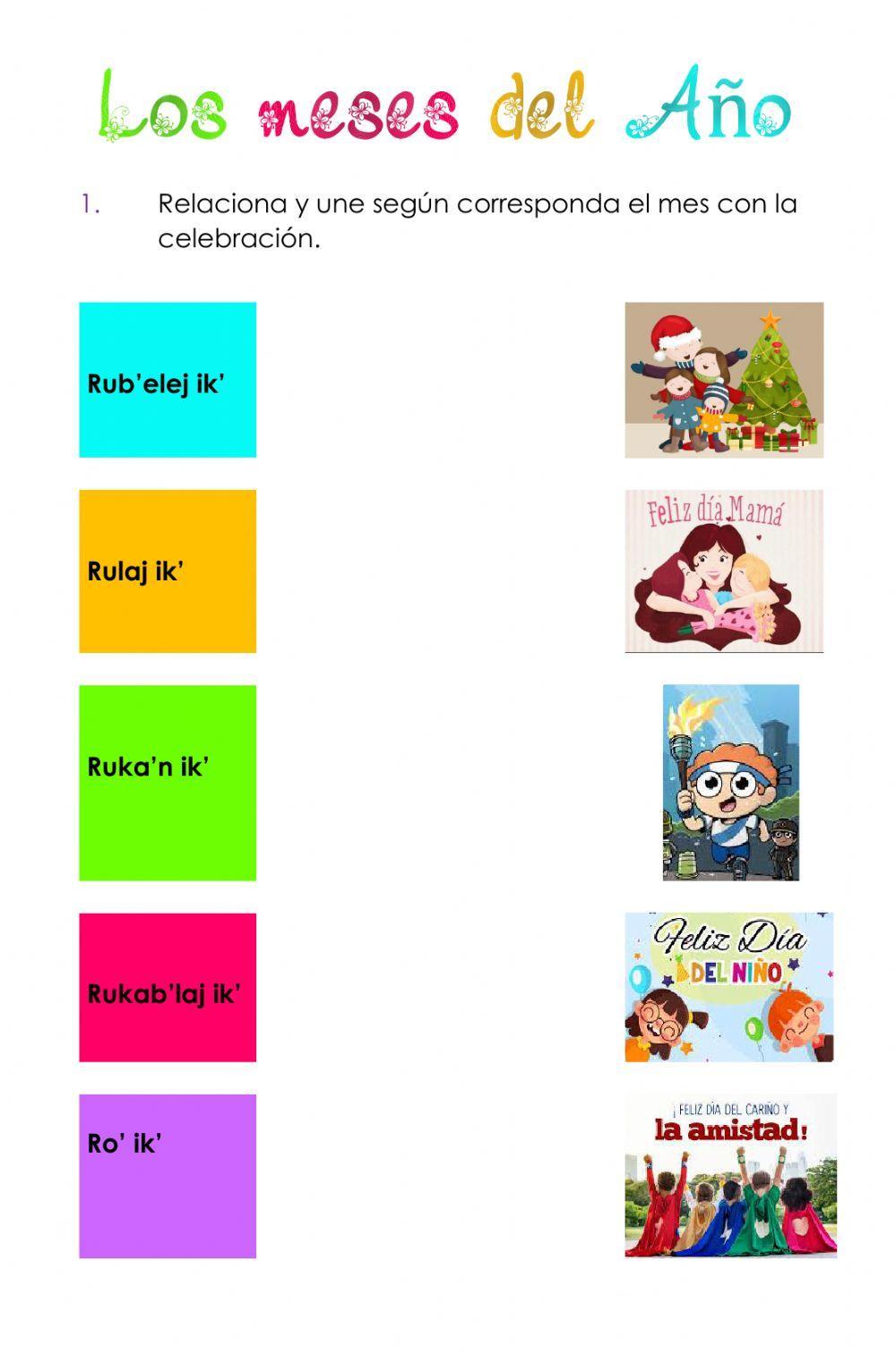 Los meses del año en kaqchikel