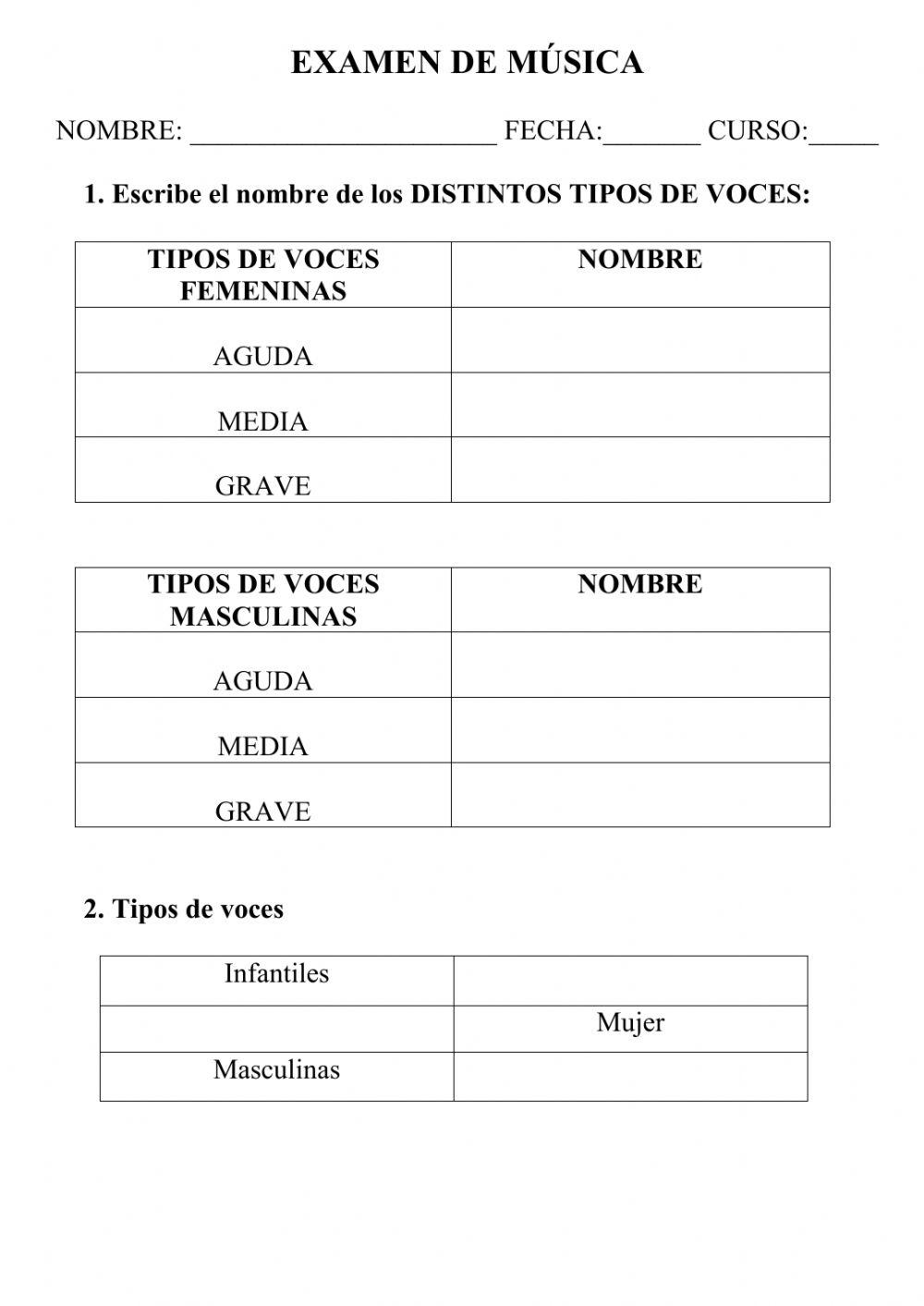 Examen musica clasificacion voces