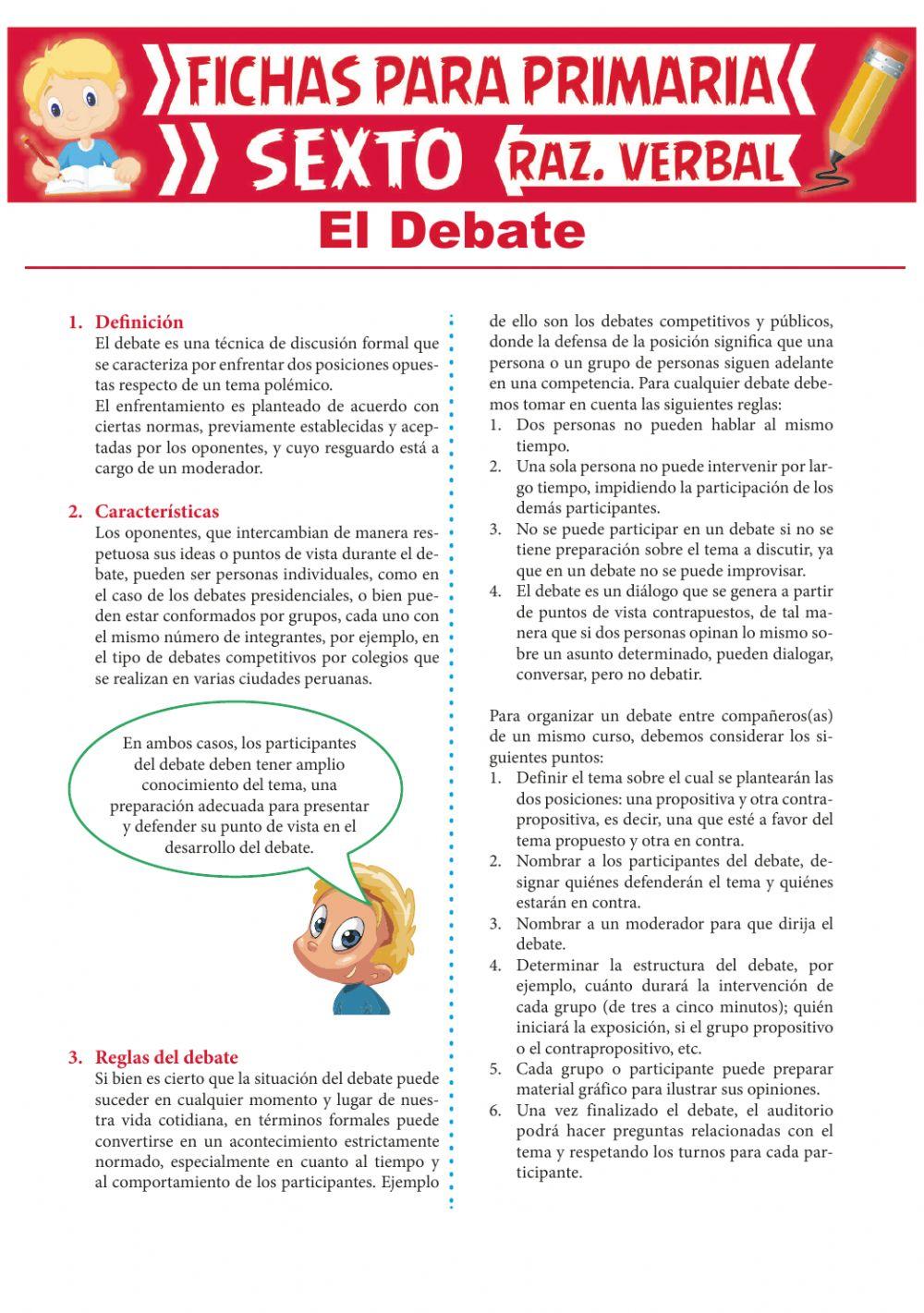 El debate worksheet Live Worksheets