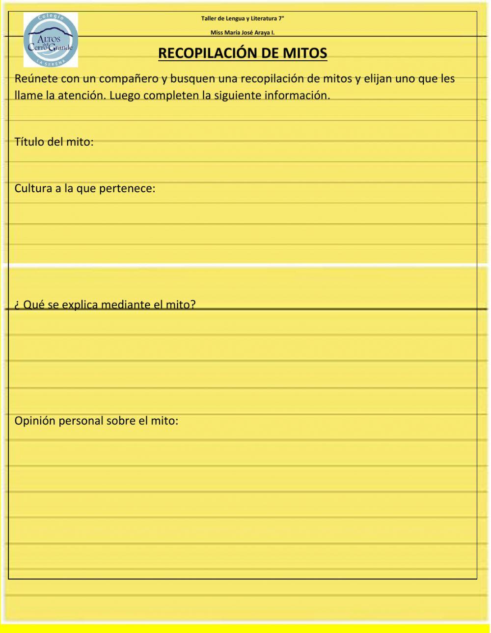 Ficha de recopilación de mitos