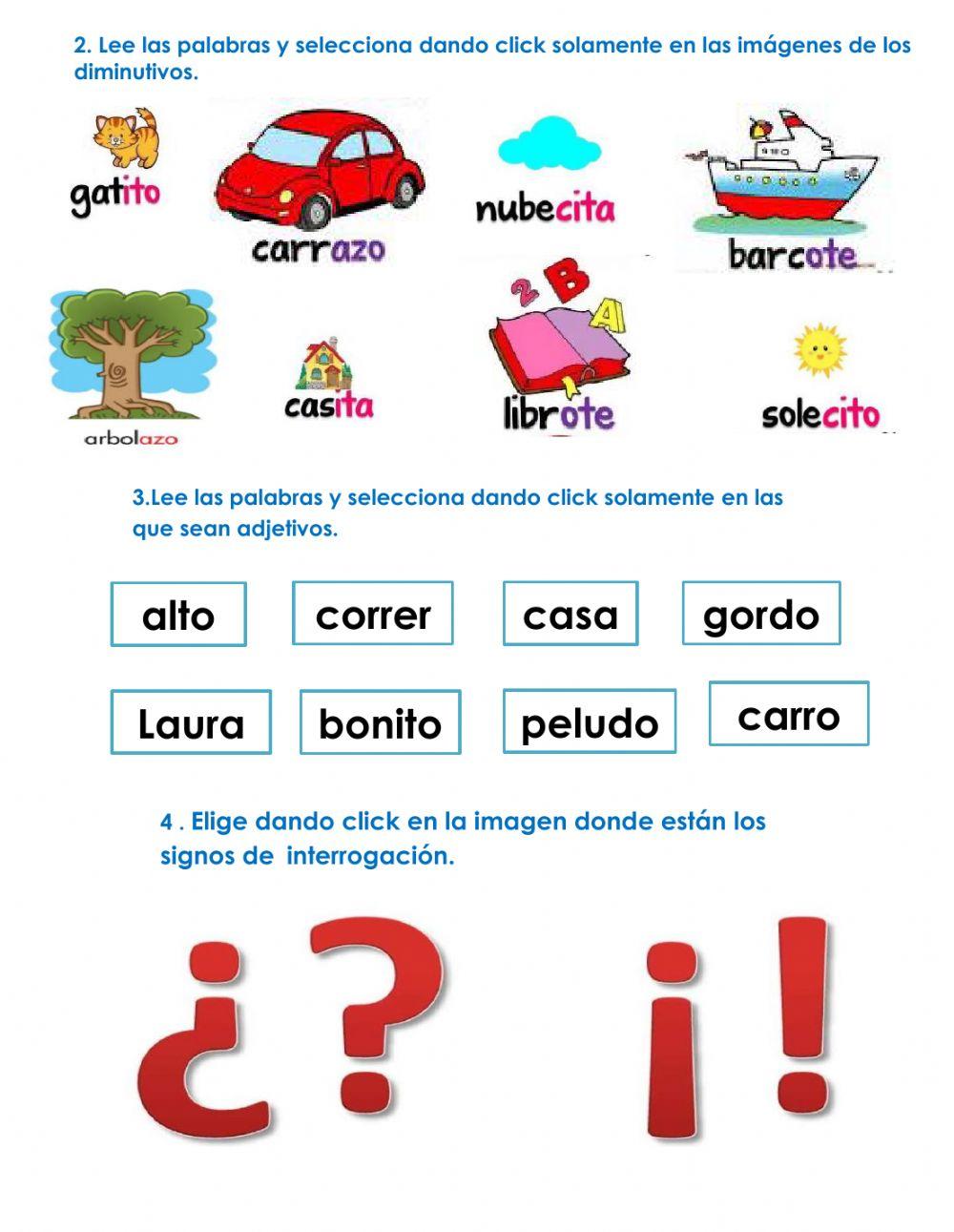 Taller evaluativo de español 1°