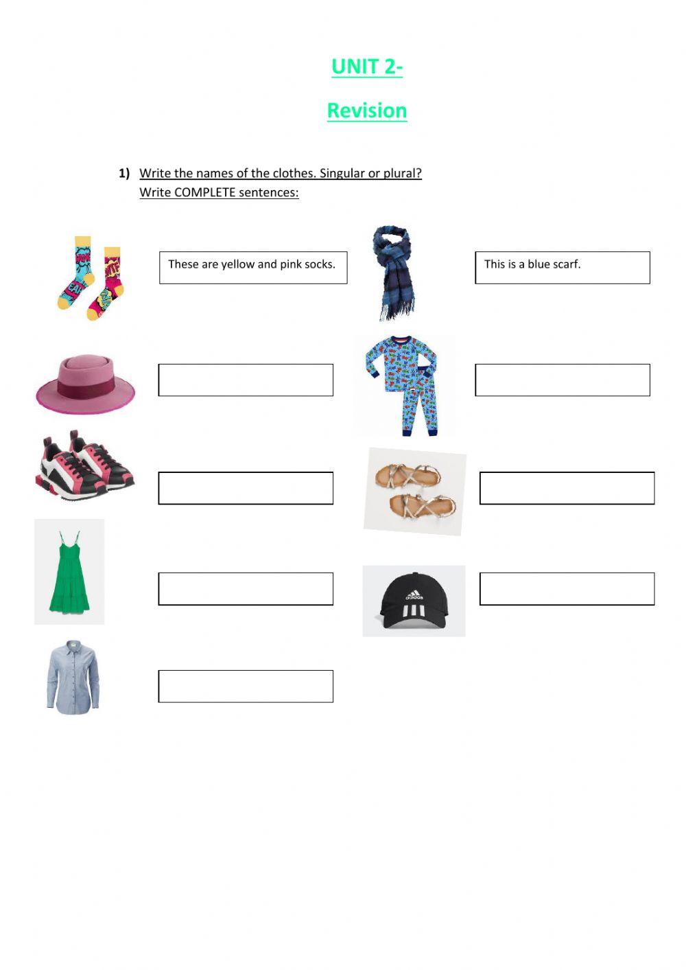 Clothes- Singular- plural- Colores