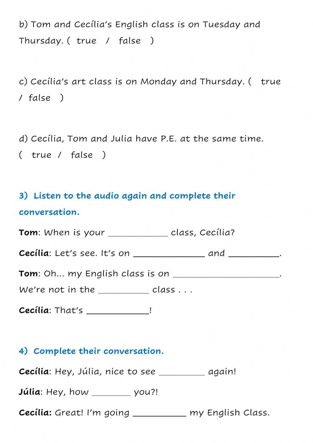 Listening - School subjects