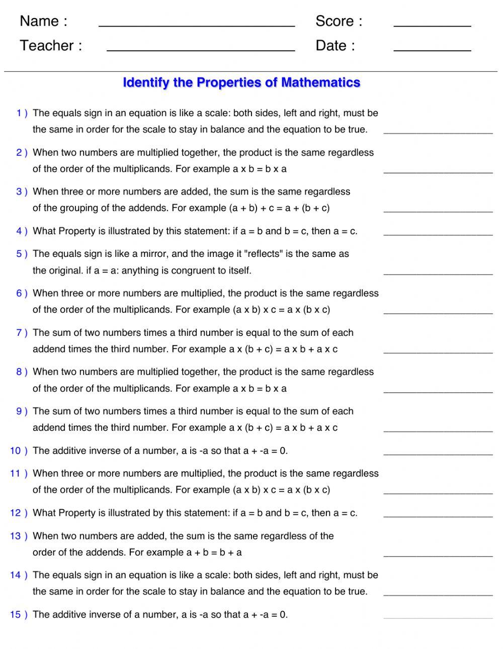 Properties Of Math