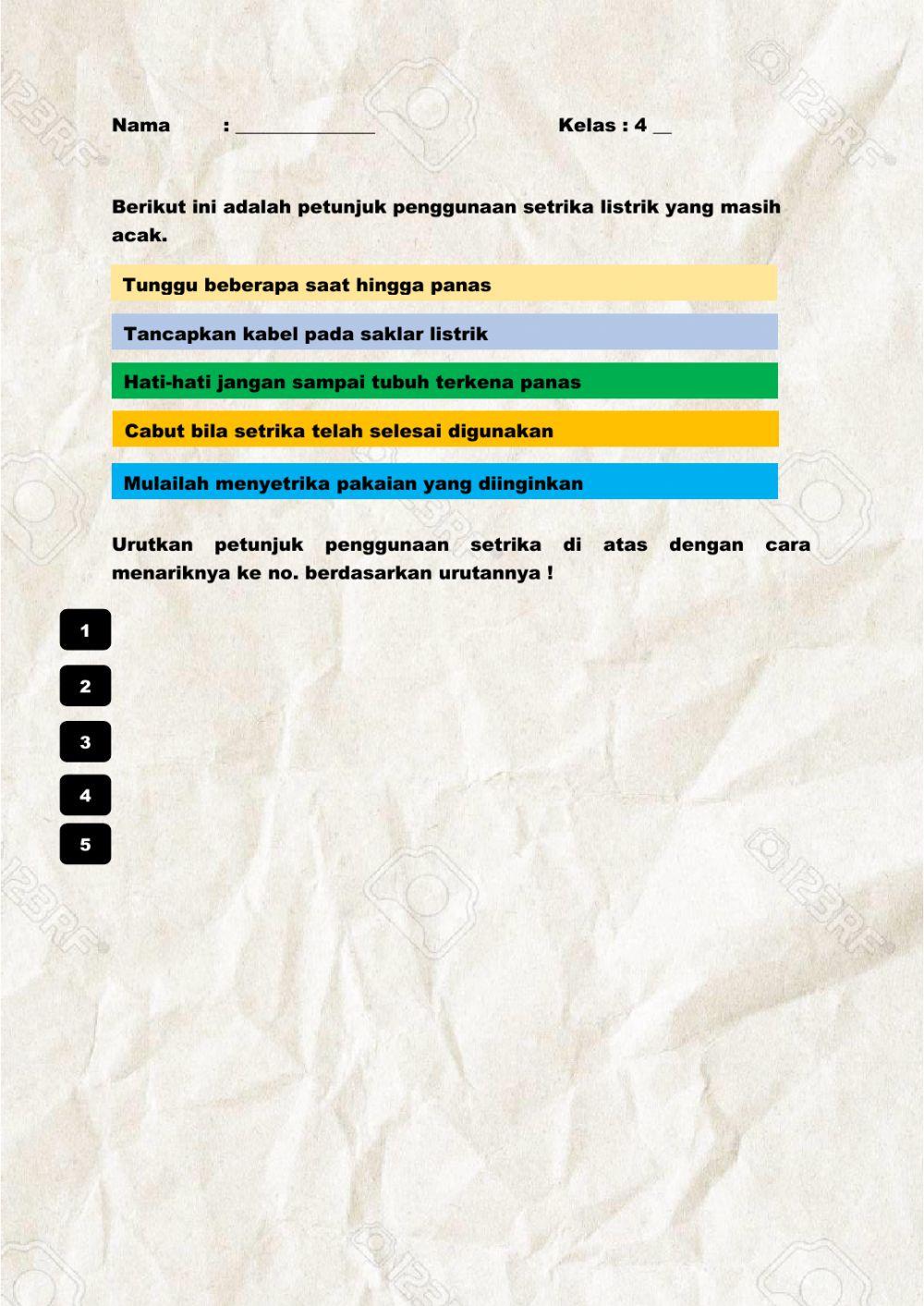 Teks Petunjuk Penggunaan Setrika