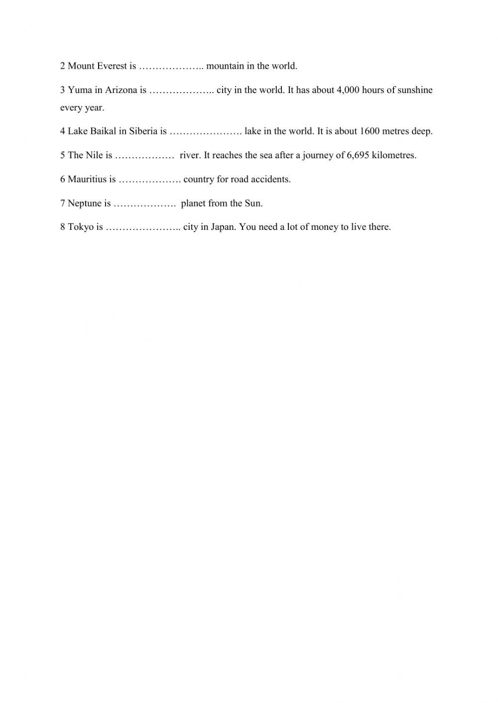 Comparative and superlative adjectives
