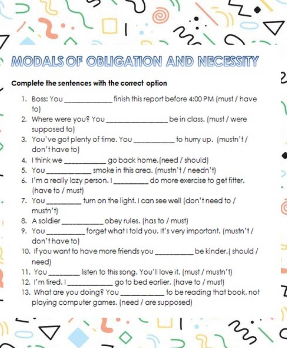 Modals of obligation and necessity