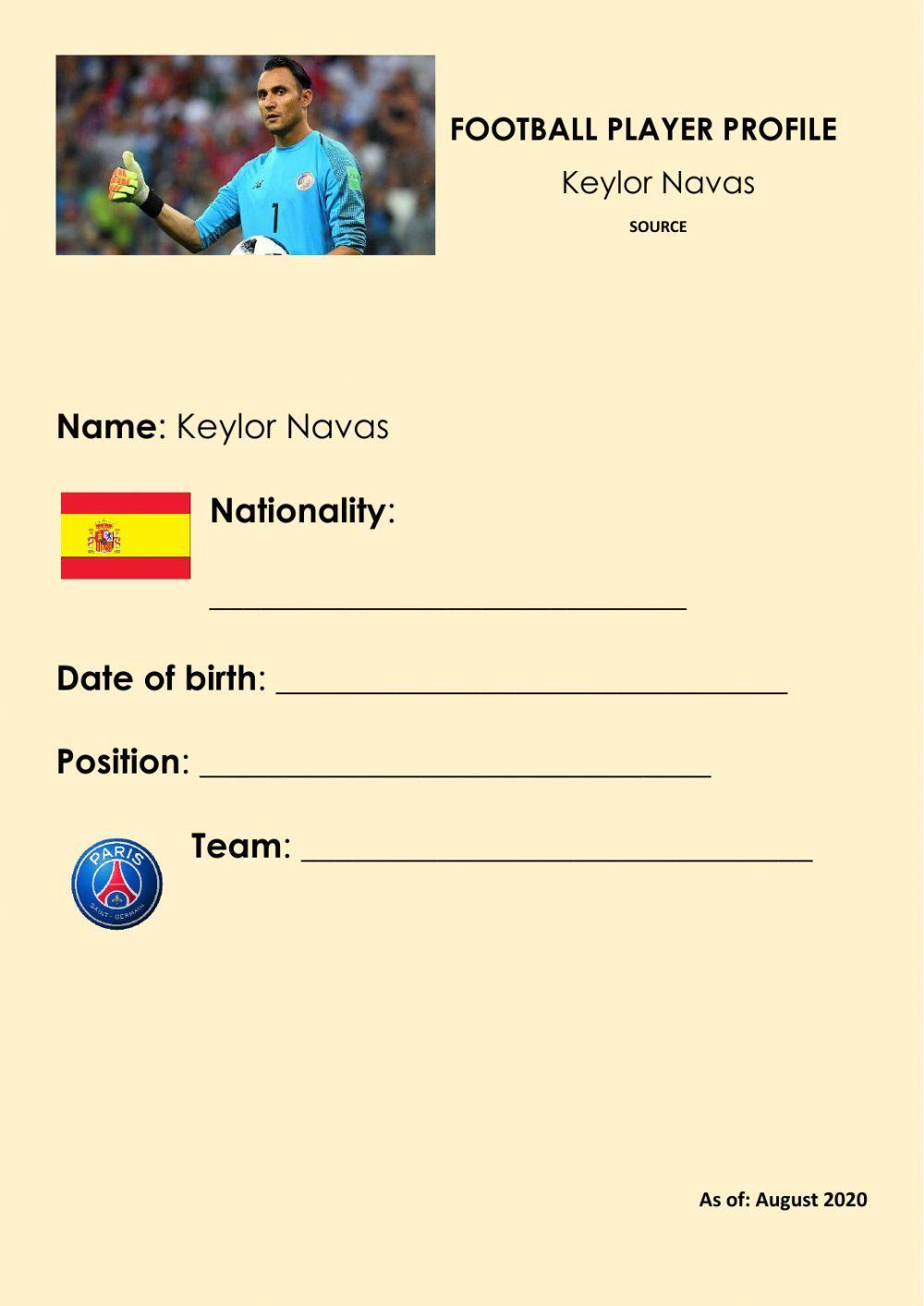 FOOTBALL PLAYER PROFILE Keilor Antonio Navas Gamboa