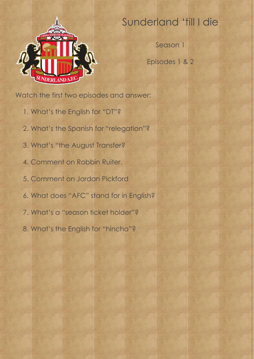 Sunderland til I die S1-E1&2