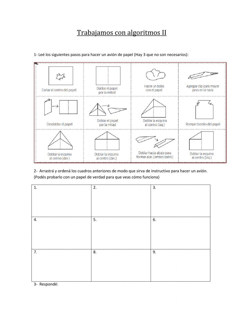 Algoritmos para armar un avión