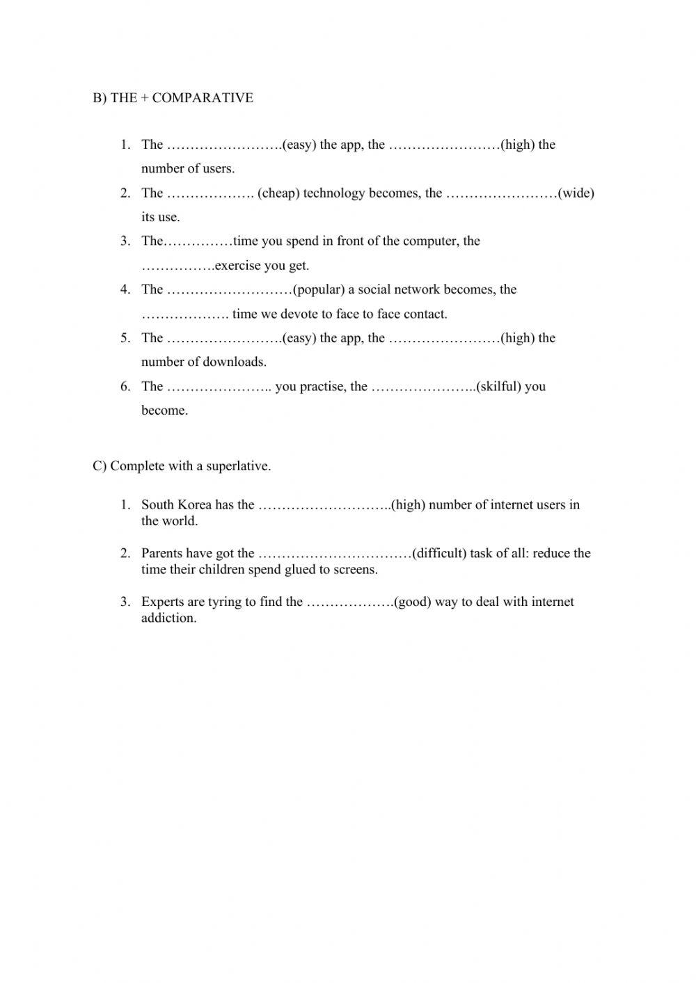 Comparatives and superlatives