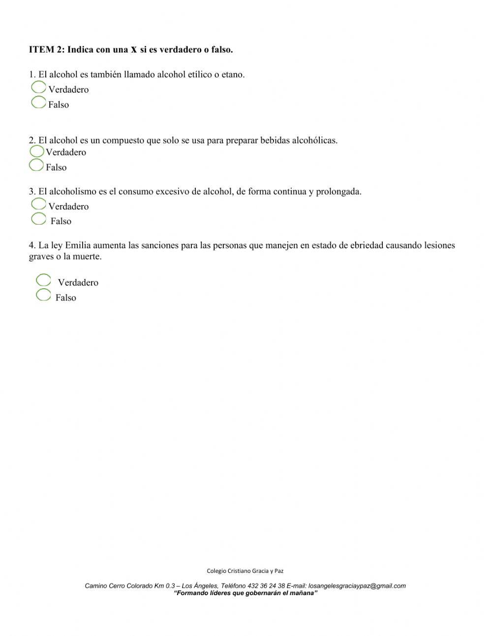 Test de ciencias naturales