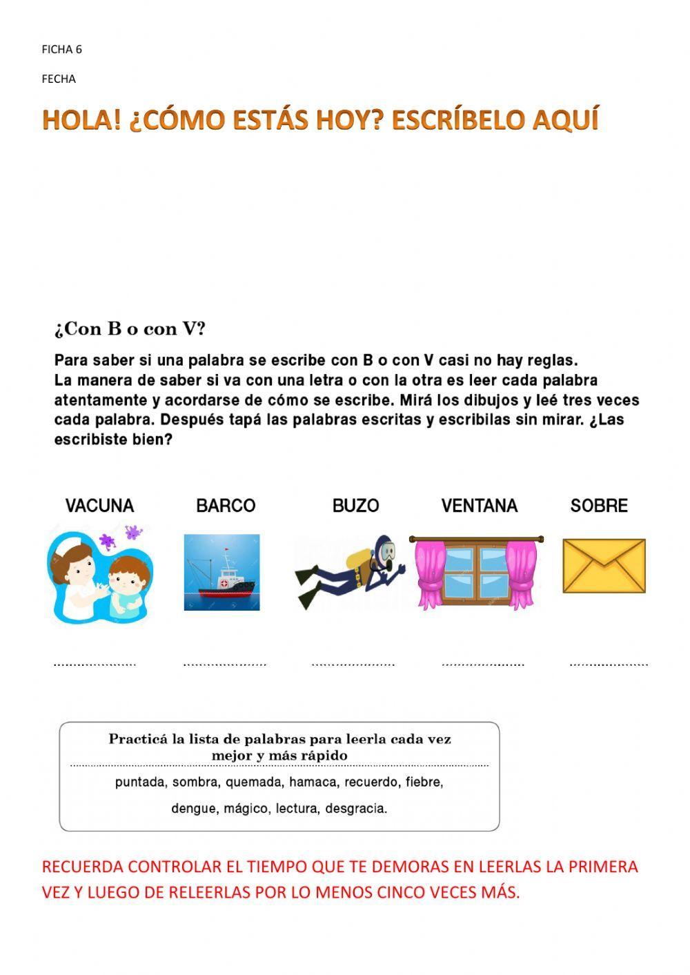 Comprensión lectora FICHA 6.3