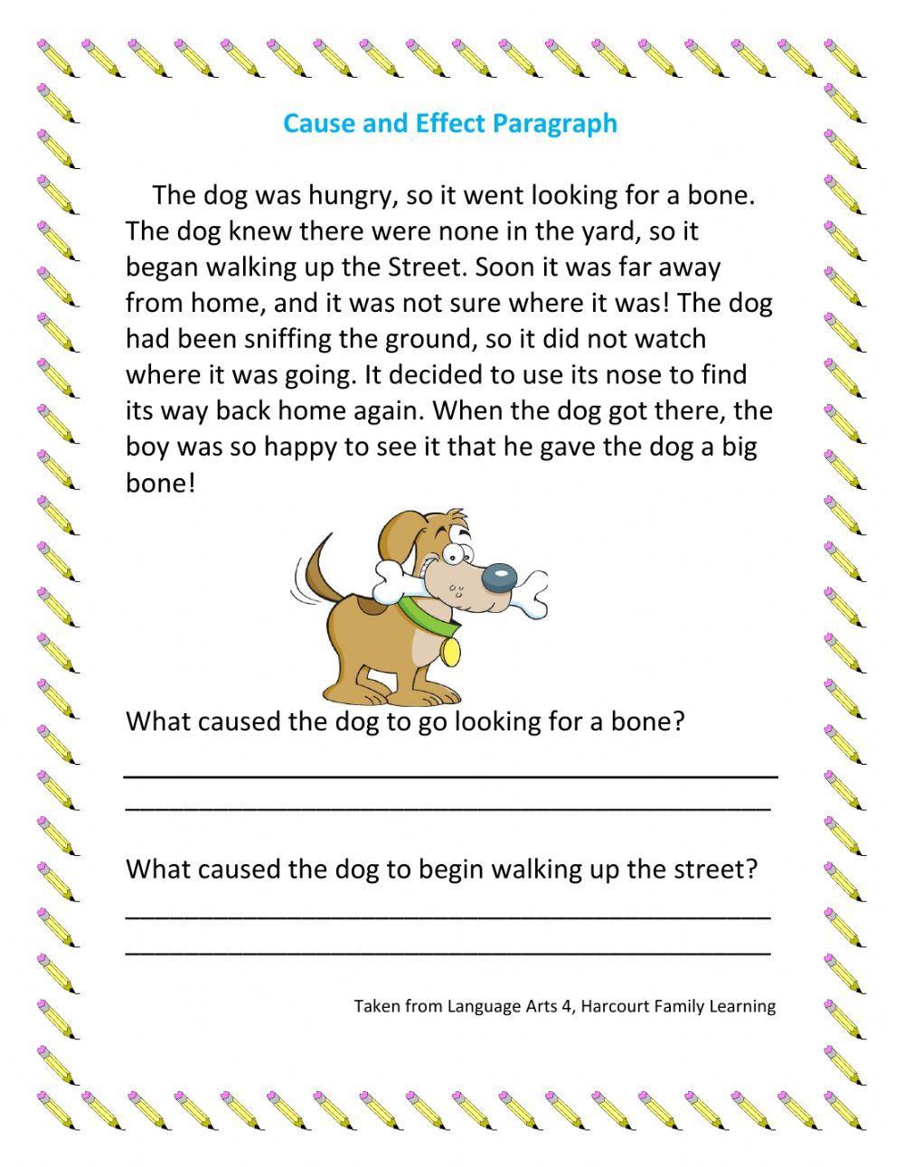 Cause and effect paragraph worksheet live worksheets