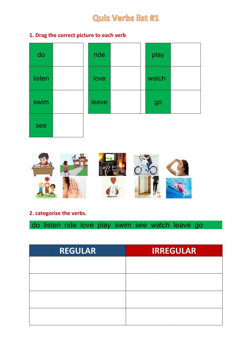 Verbs list -1regular and irregular