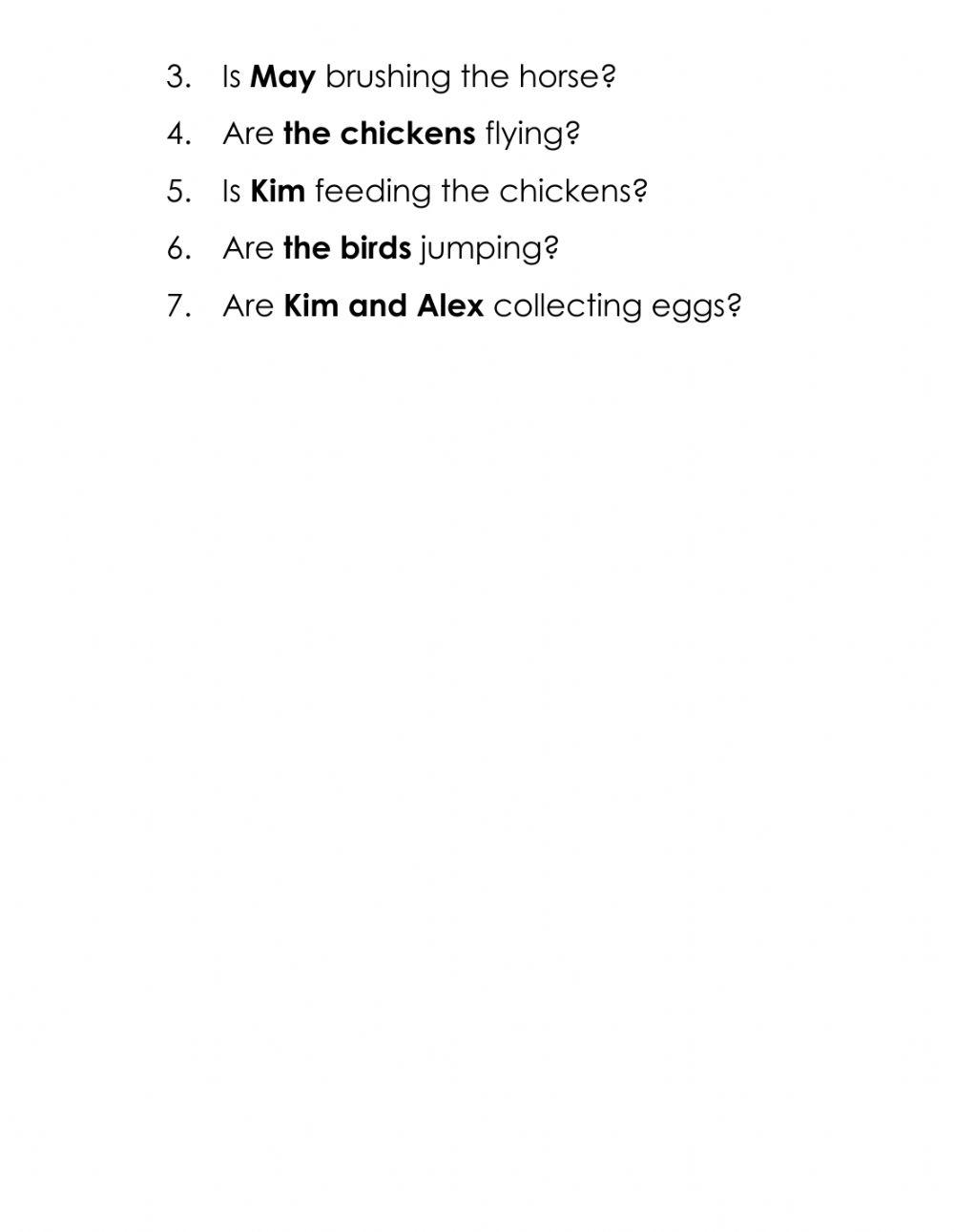 Present continuous - on the farm