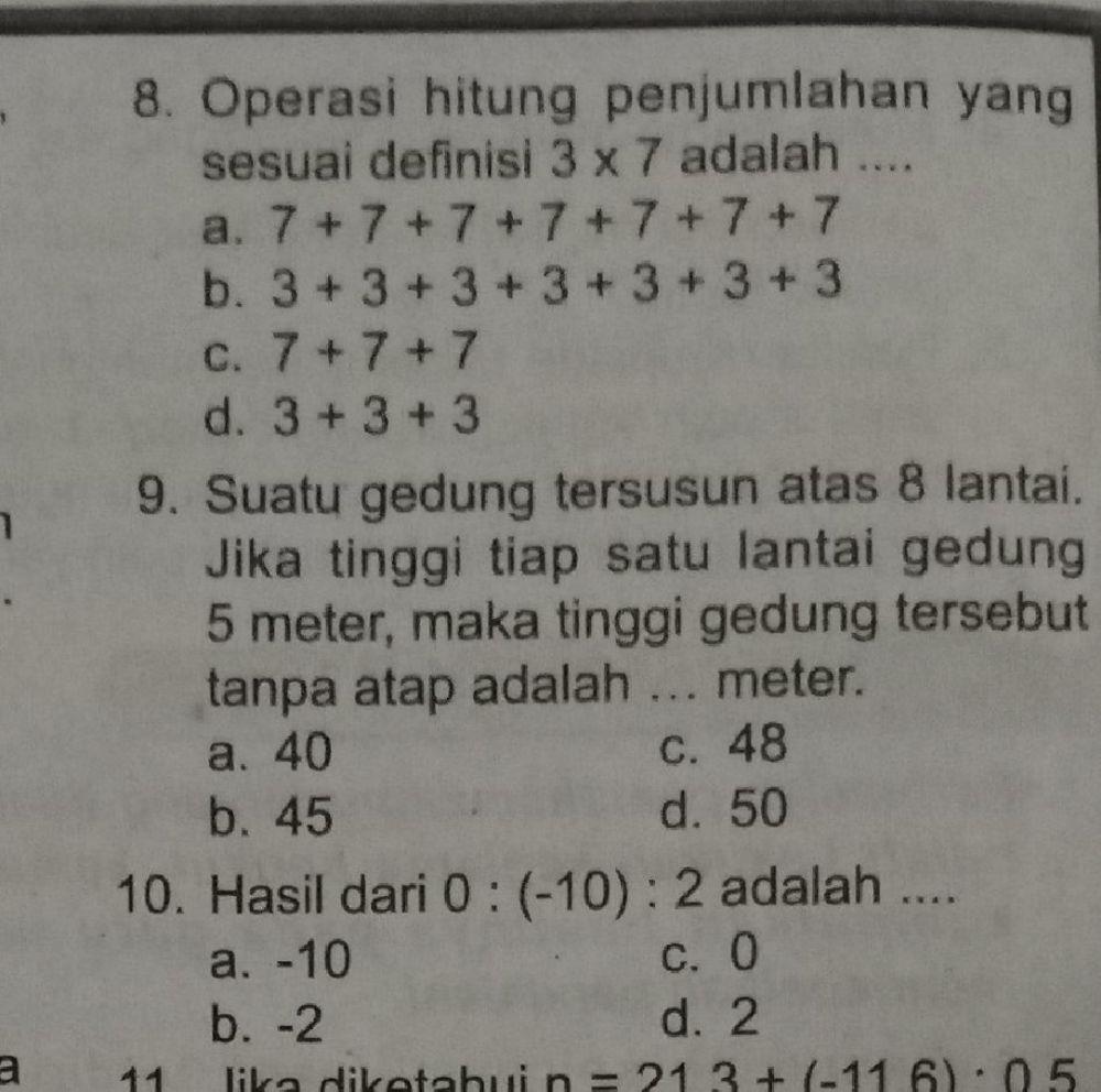 Matematika Bilangan bulat kelas 6