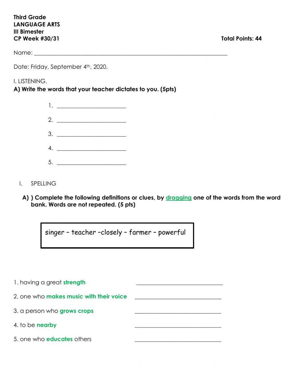 LA CP Week 30 and 31 Accomodations