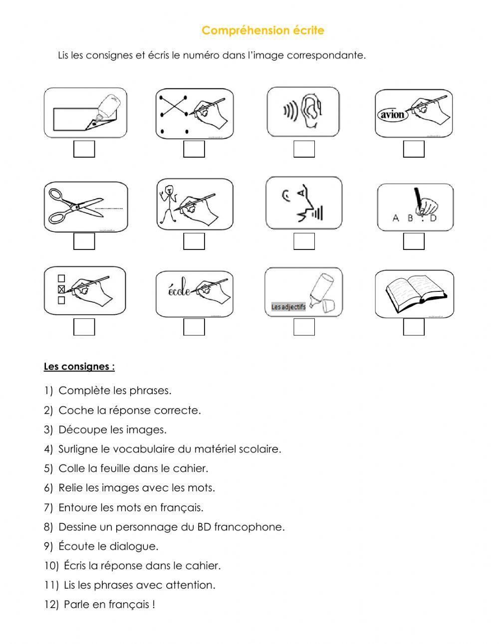 Les consignes du travail en classe