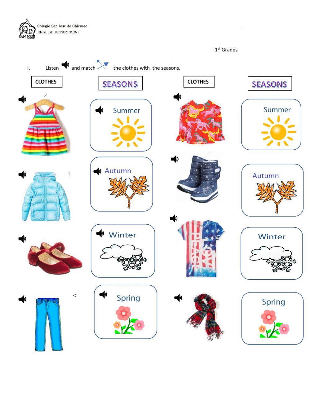 Seasons and clothes LiveWorksheets 344275 Seasons and clothes LiveWorksheets 344275