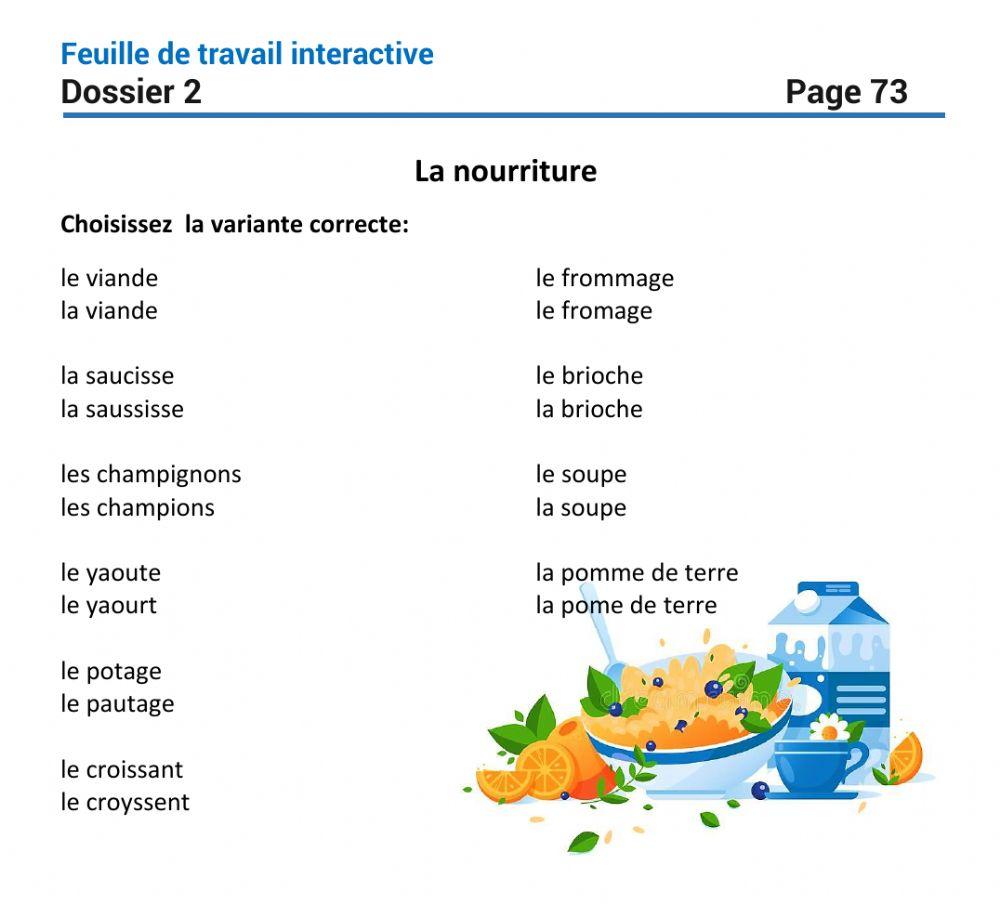 Le français 5. Dossier 2. Page 73(2)