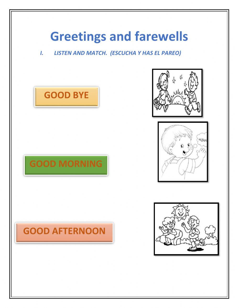 Greetings, farewells- people at school