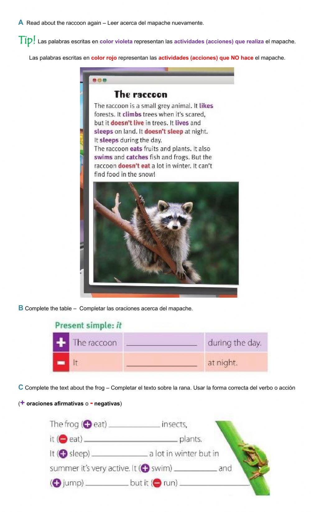 Read and complete - Simple Present - It