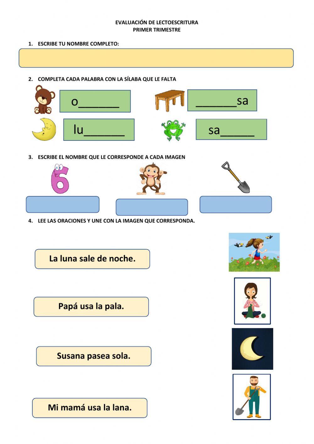 Evaluación de lectoescritura