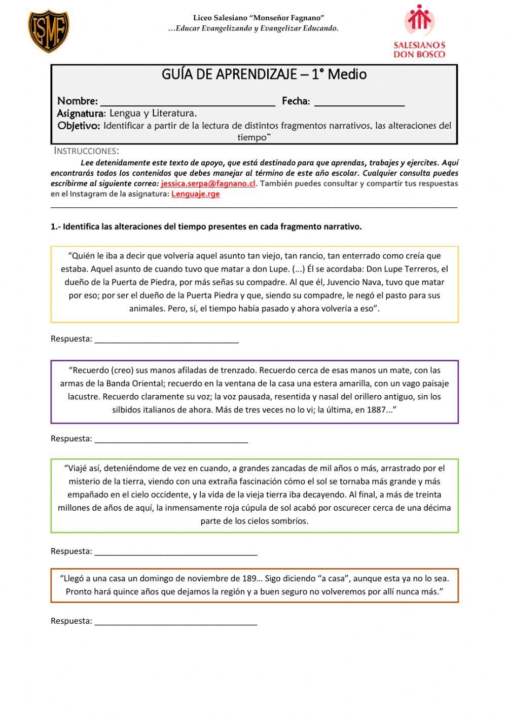 Guía de aprendizaje - Anacronías