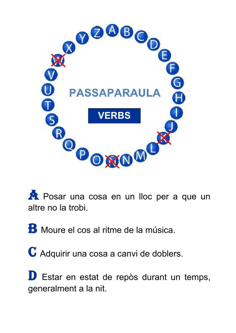 Passaparaula de verbs