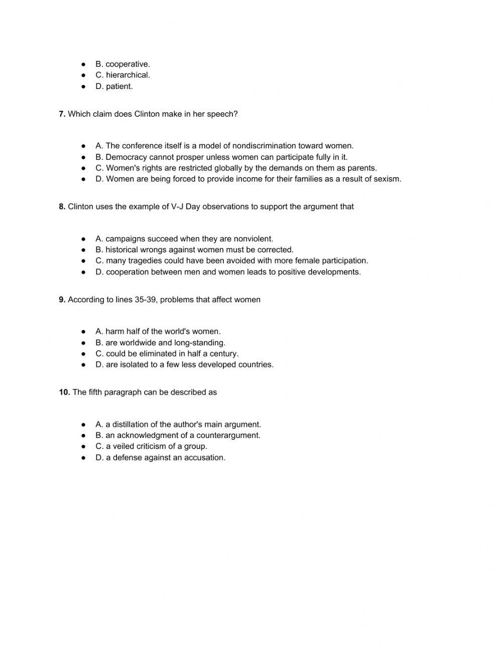 Sat Reading Practice Test 4 Answers