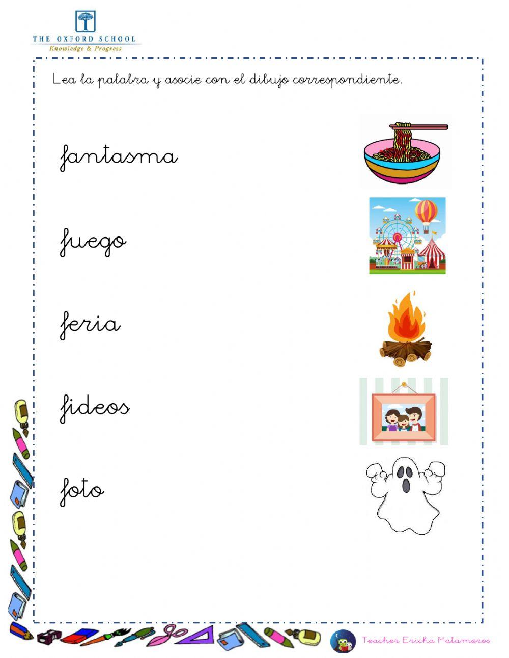 Asocie palabras con f