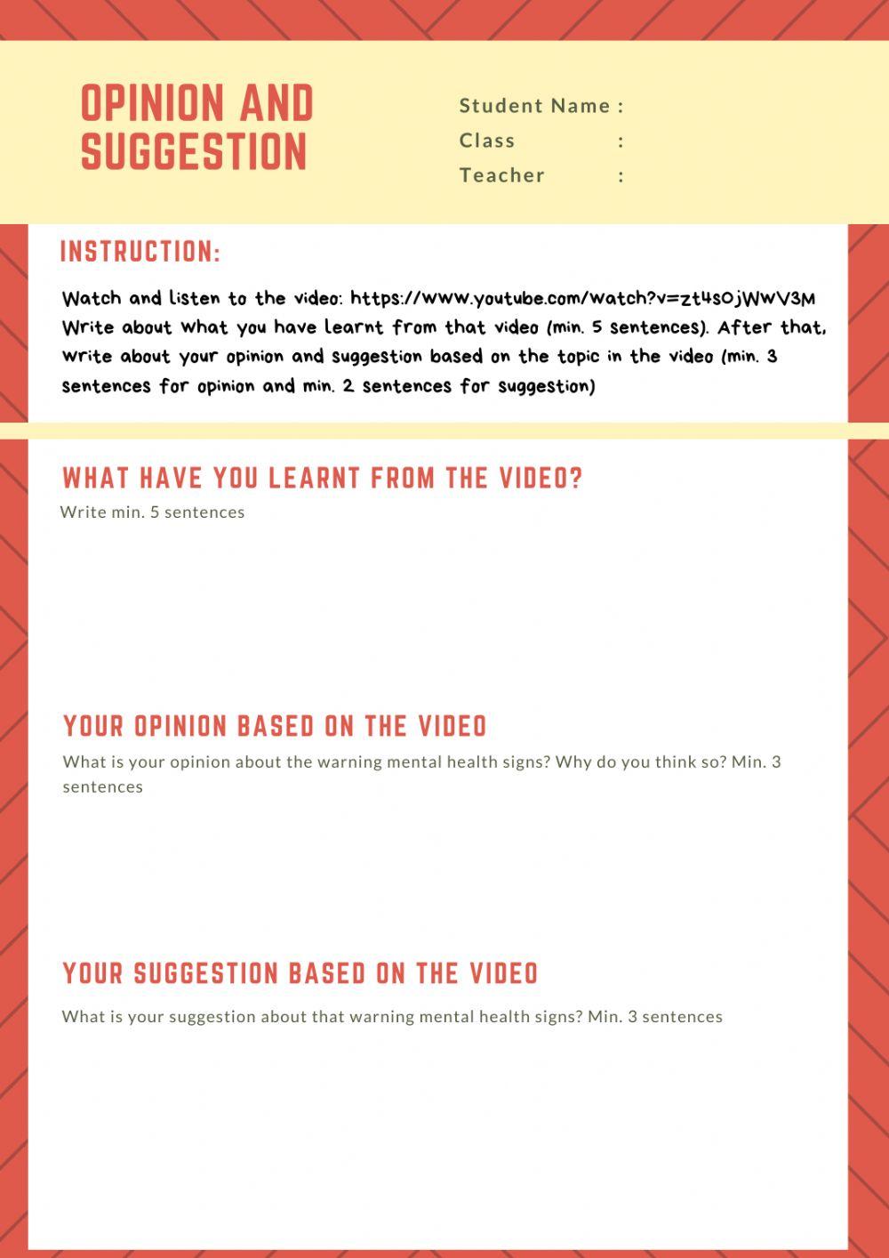 Opinion and Suggestion