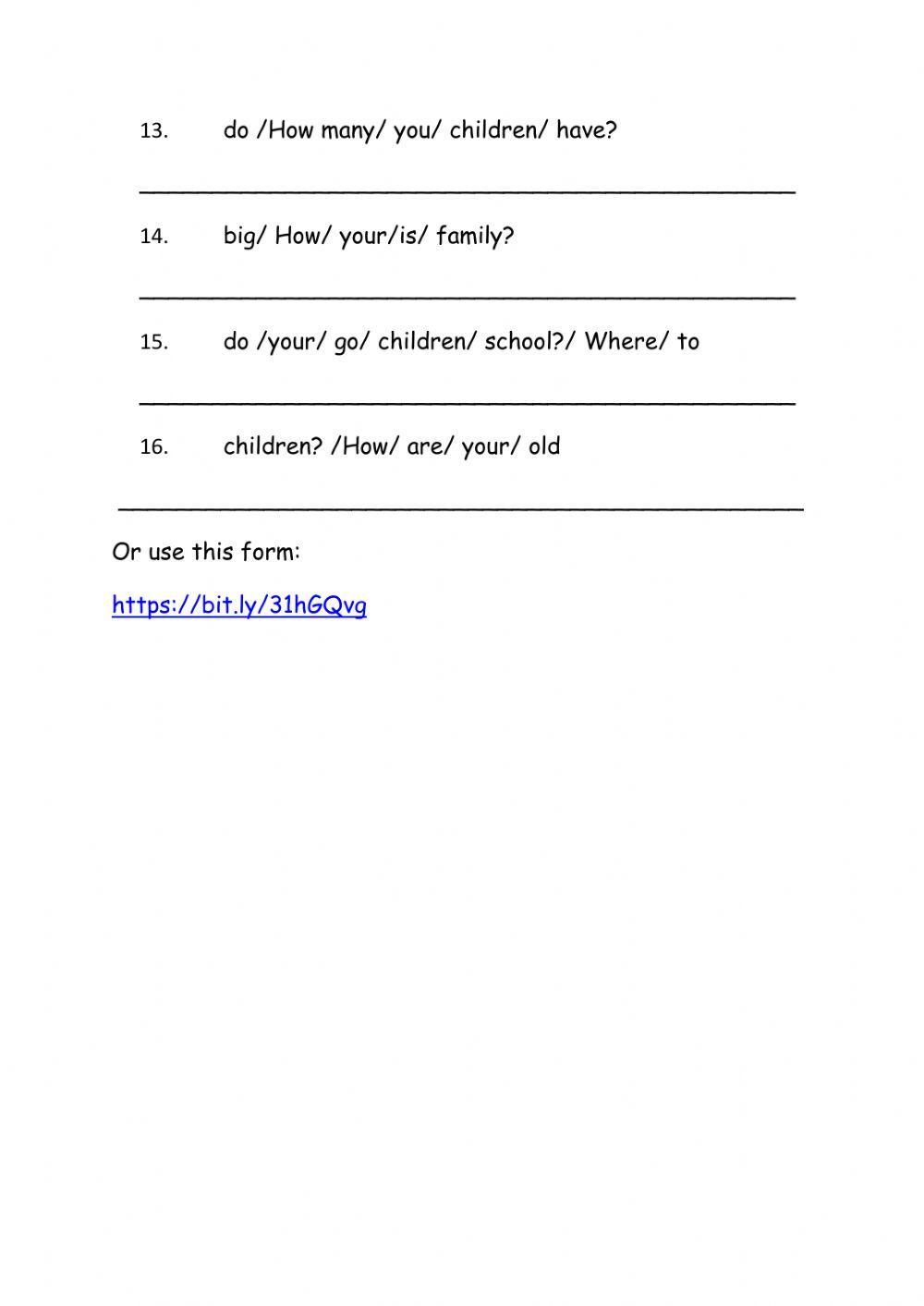 Questions about a family