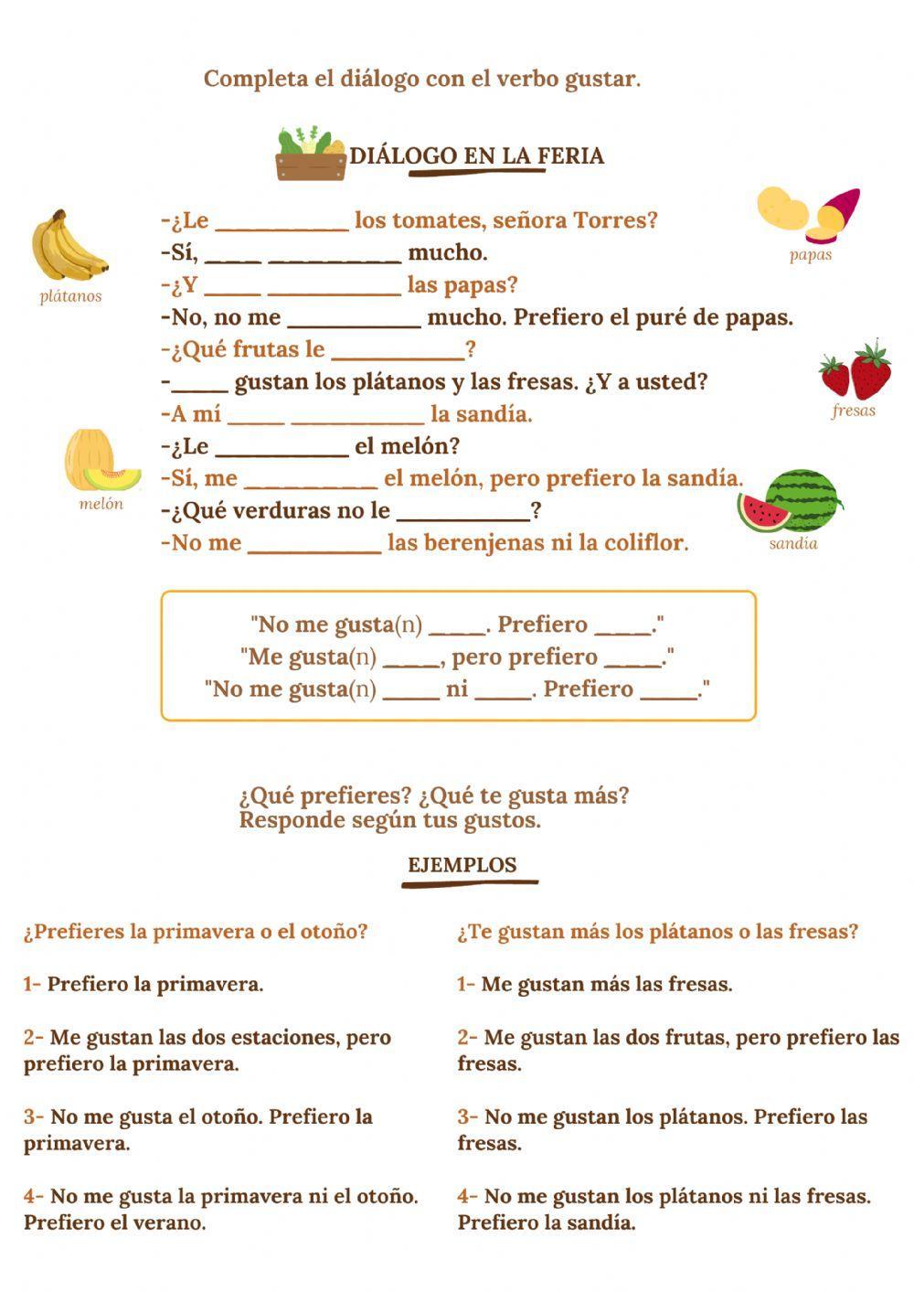 El verbo gustar online exercise Live Worksheets