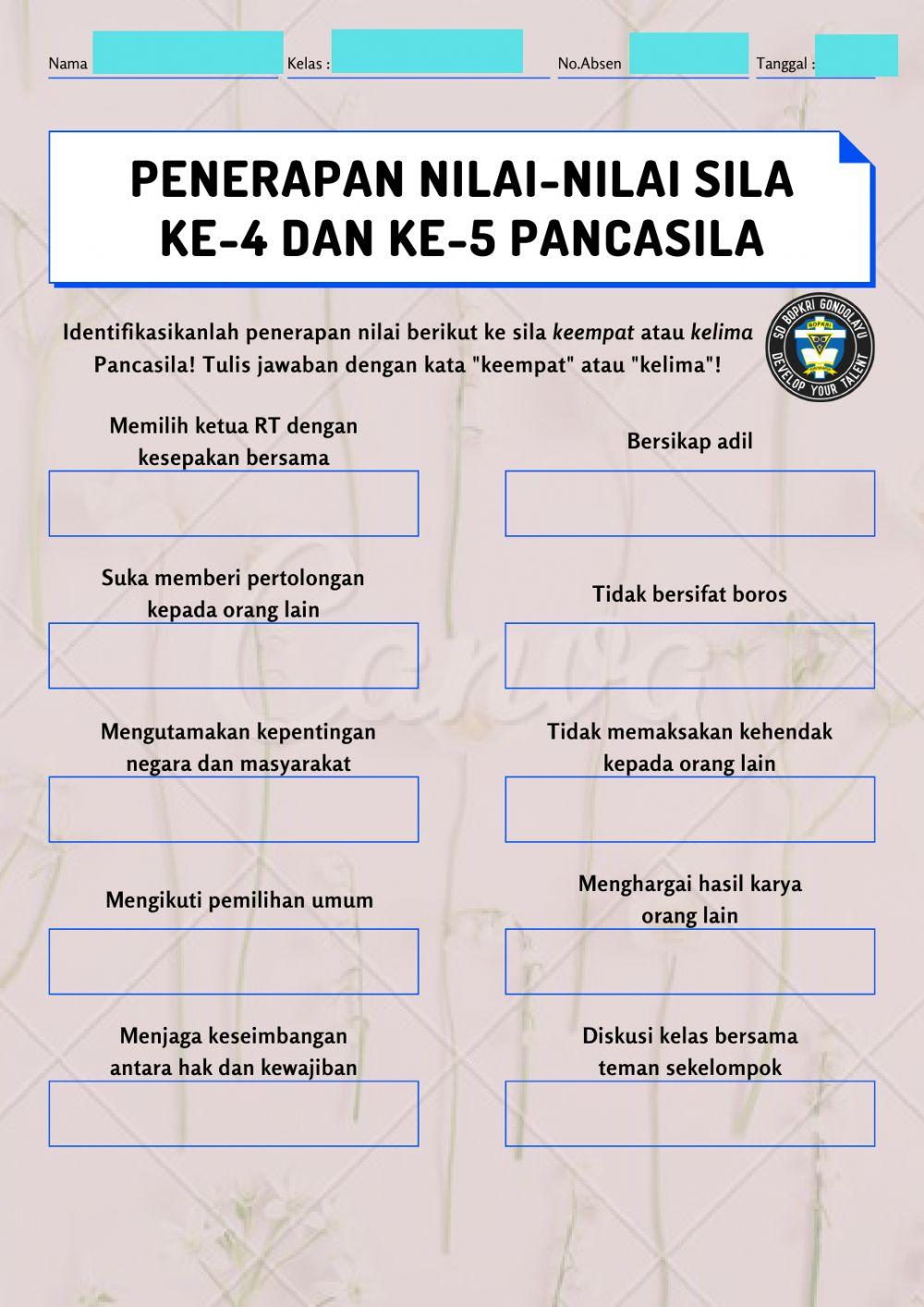 Penerapan Nilai Pancasila Sila keempat dan kelima