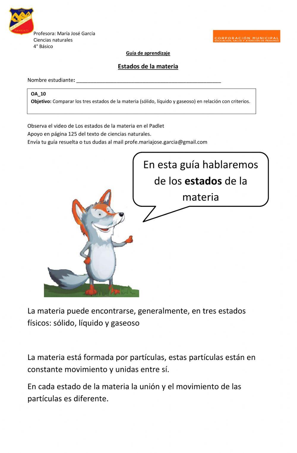 Ficha estados de la materia