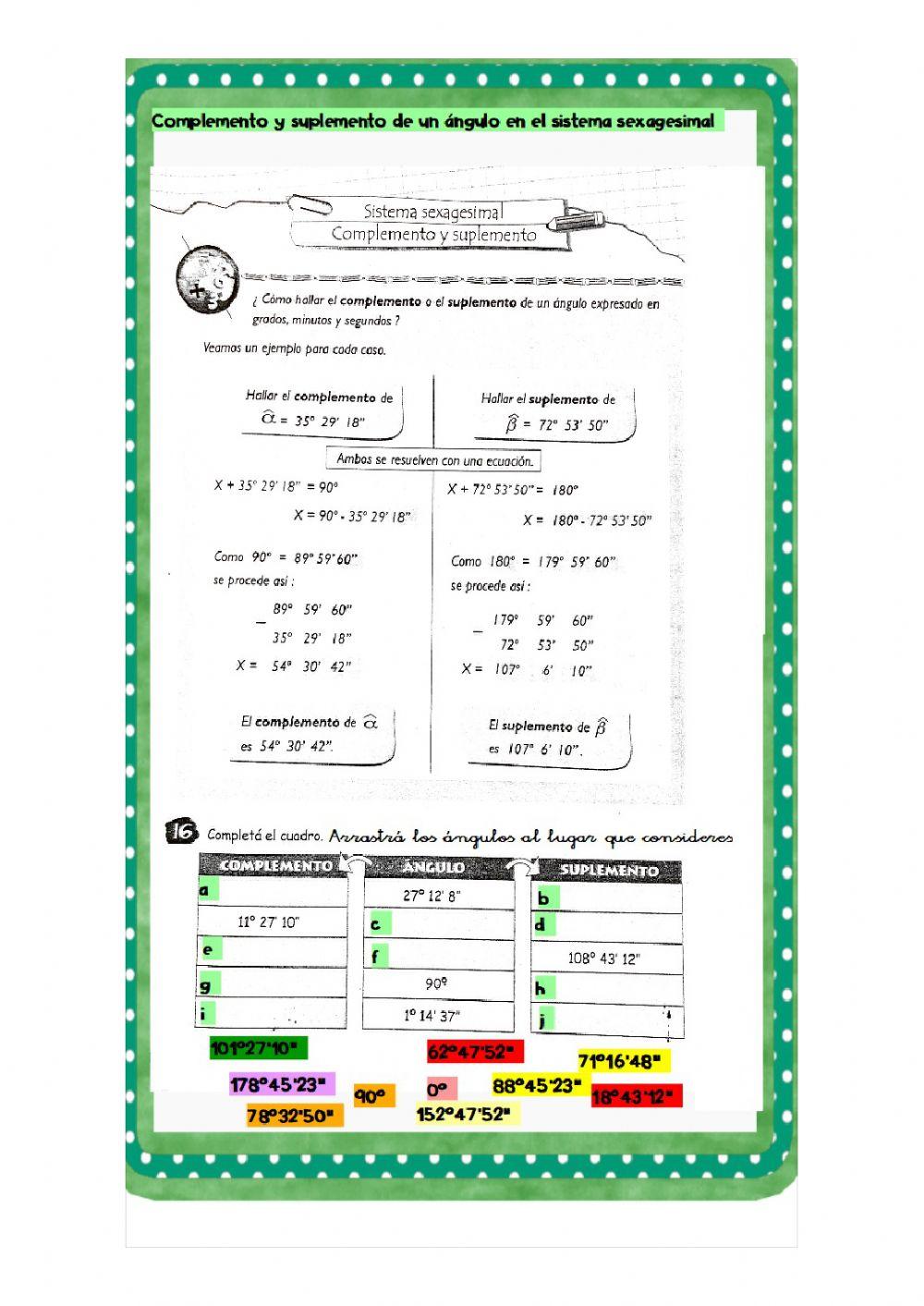 Complemento y Suplemento de ángulos