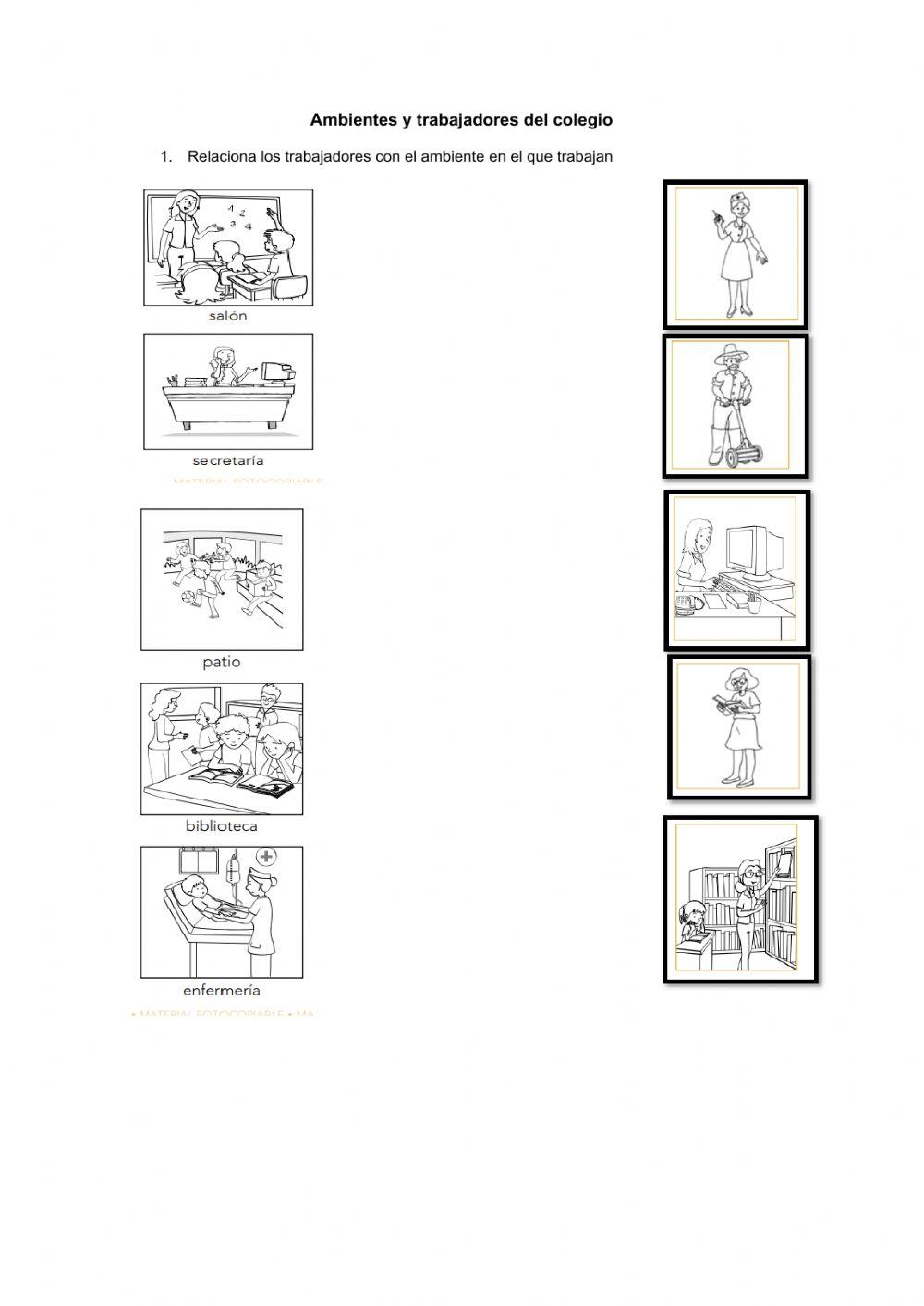 Ambientes y trabajadores del colegio
