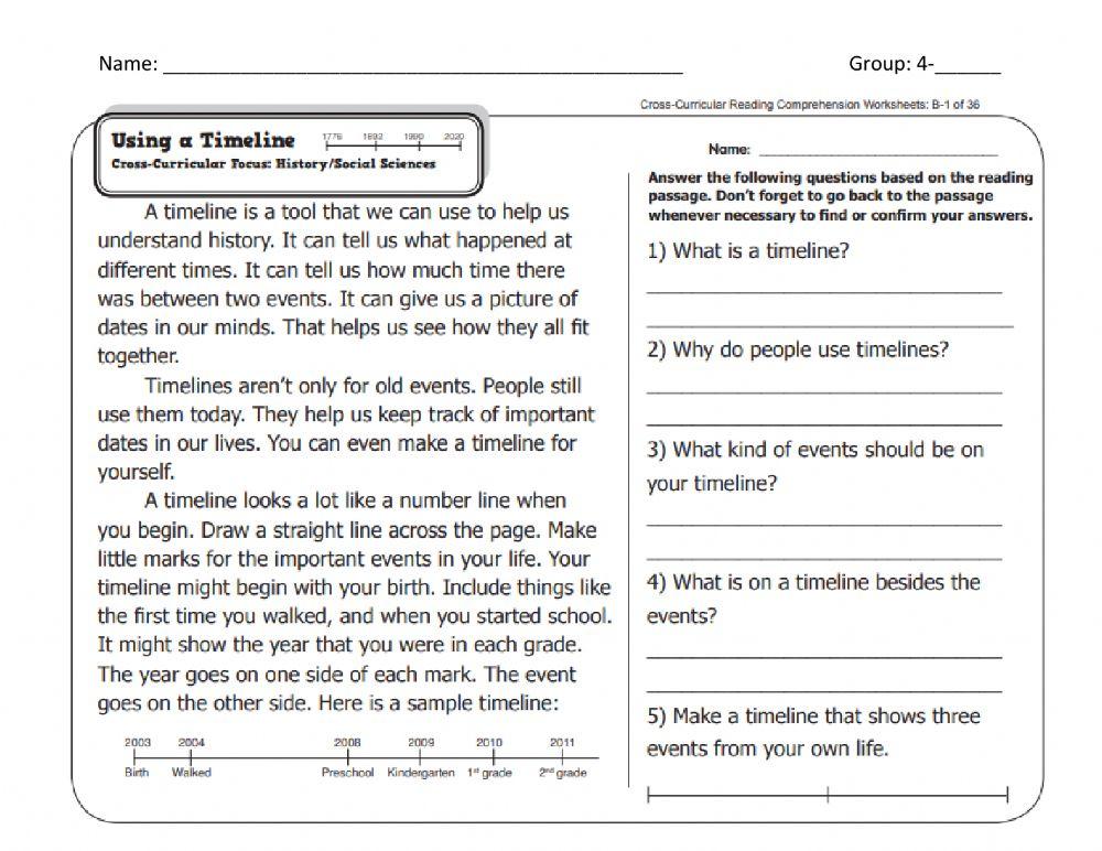 Timelines Practice - 4th Grade