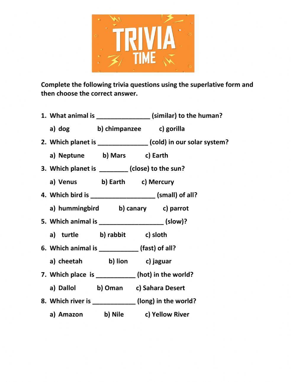 The Superlatives: Trivia